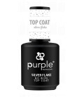 Top Coat cu Fulgi Argintii pentru Oja Semipermanenta Purple 15 ml