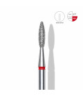 Capăt Freză Diamantată STALEKS EXPERT, Flacără Ascuțită, Roșu, 2,1 mm / 8 mm, pentru Manichiură și Pedichiură