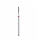 Capăt Freză Diamantată STALEKS EXPERT, Flacără Ascuțită, Roșu, 2,1 mm / 8 mm, pentru Manichiură și Pedichiură