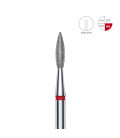 Capăt Freză Diamantată STALEKS EXPERT, Flacără Ascuțită, Roșu, 2,1 mm / 8 mm, pentru Manichiură și Pedichiură