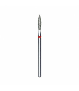 Capăt Freză Diamantată STALEKS EXPERT, Flacără, Roșu, 2,3 mm / 10 mm, pentru Manichiură și Pedichiură