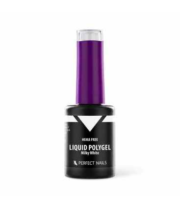 Polygel Lichid Milky White Perfect Nails 8 ml – HEMA Free, pentru Întărire și Extensii Scurte