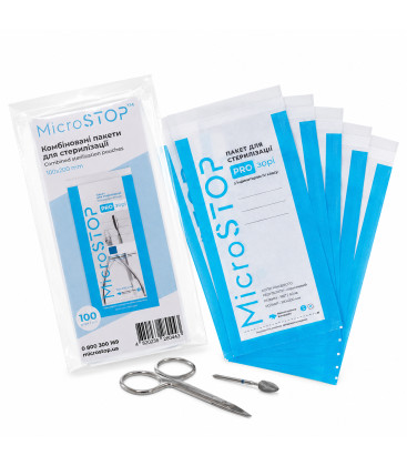 Pungi pentru Sterilizare la Pupinel MicroStop 100 x 200 mm, H&acirc;rtie + Plastic, 100 buc.