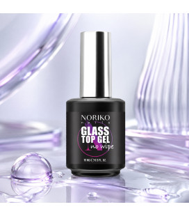 Glass Top Gel No Wipe Noriko Nails 15 ml, fără HEMA, di-HEMA și TPO, Luciu Intens, Efect de Sticlă