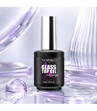 Glass Top Gel No Wipe Noriko Nails 15 ml, fără HEMA, di-HEMA și TPO, Luciu Intens, Efect de Sticlă