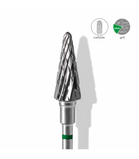 Freză Carbură Con Verde STALEKS EXPERT 6 mm / 14 mm, pentru Manichiură, Pedichiură și Podologie