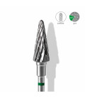 Freză Carbură Con Verde STALEKS EXPERT 6 mm / 14 mm, pentru Manichiură, Pedichiură și Podologie