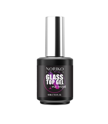 Glass Top Gel No Wipe Noriko Nails 15 ml, fără HEMA, di-HEMA și TPO, Luciu Intens, Efect de Sticlă